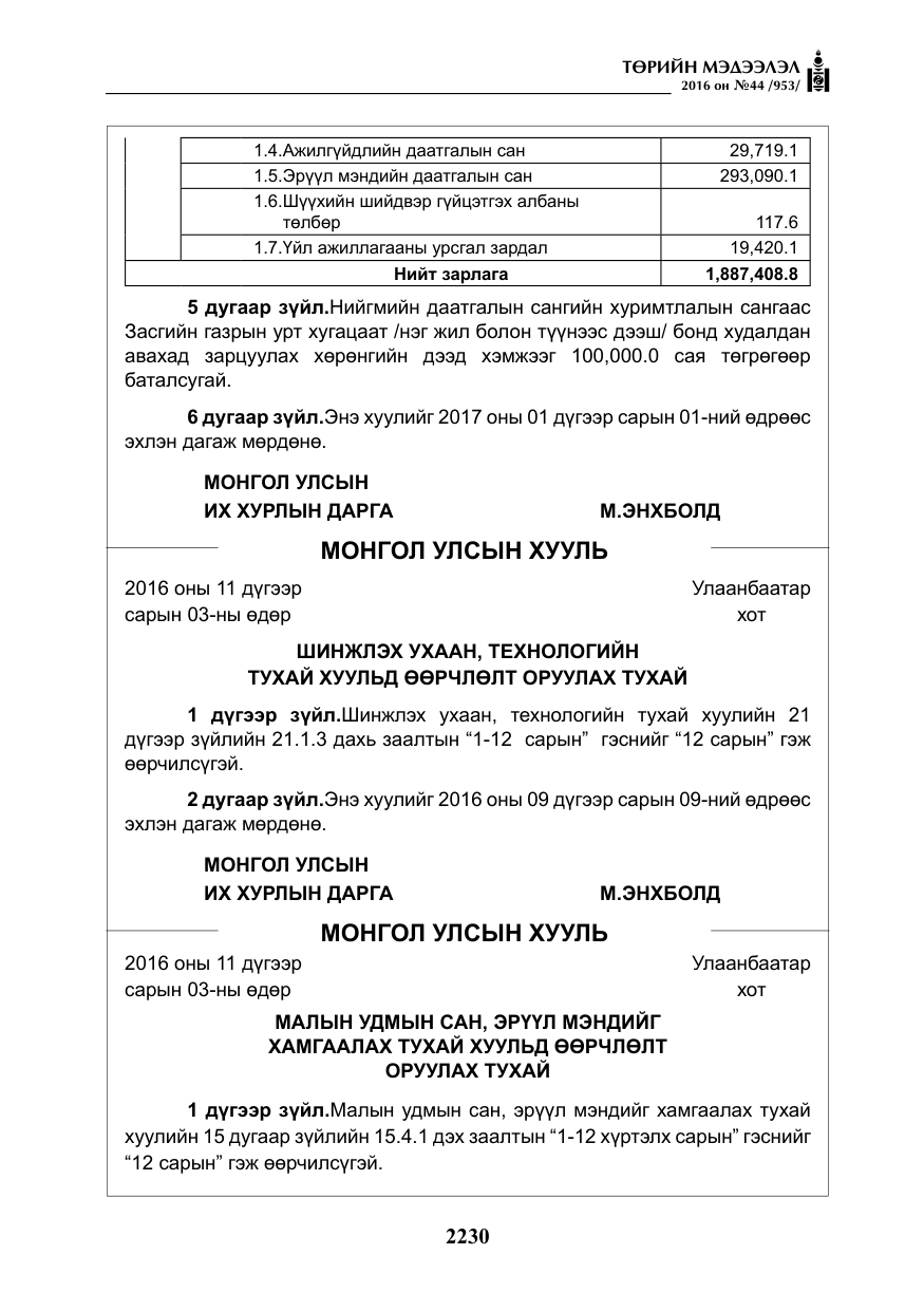 «Төрийн мэдээлэл» № 44, файлын 67-р хуудас