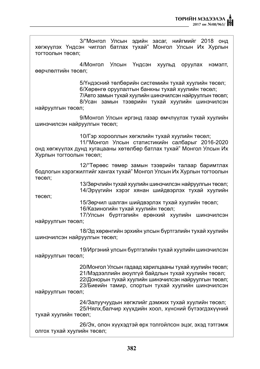 «Төрийн мэдээлэл» № 8, файлын 95-р хуудас