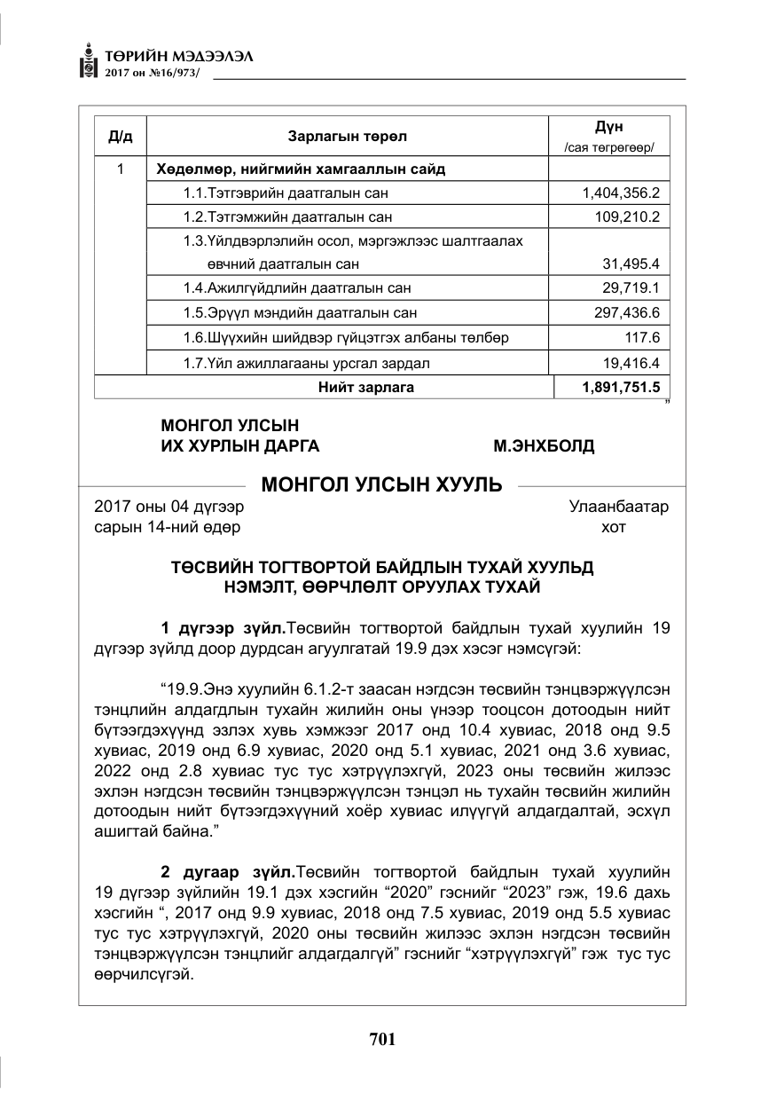 «Төрийн мэдээлэл» № 16, файлын 74-р хуудас