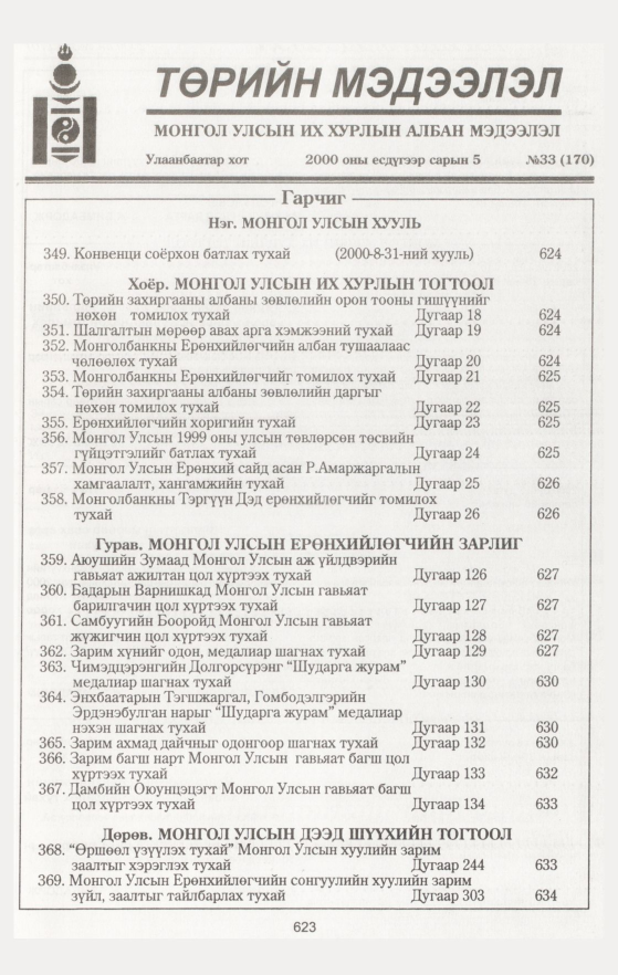 «Төрийн мэдээлэл» № 33, файлын 165-р хуудас