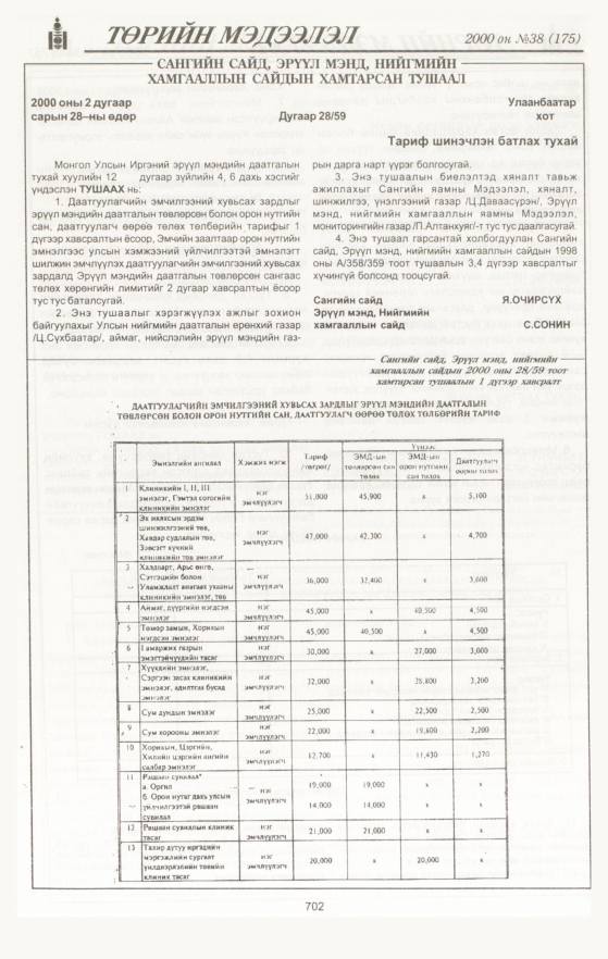 «Төрийн мэдээлэл» № 38, 702-р хуудасны скан