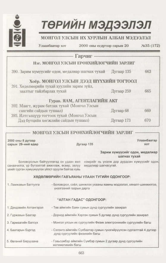 «Төрийн мэдээлэл» № 40, файлын 213-р хуудас