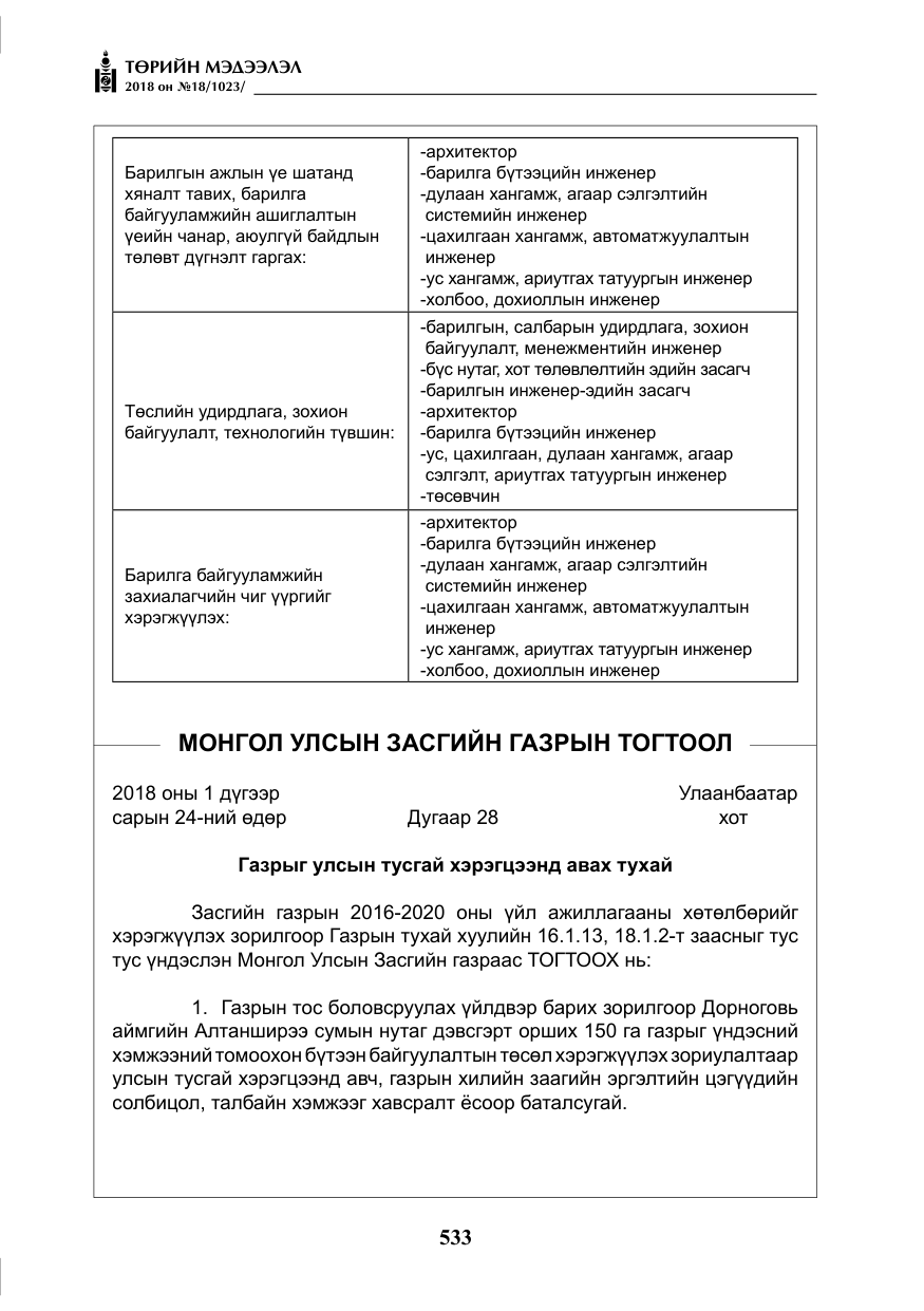 «Төрийн мэдээлэл» № 18, файлын 14-р хуудас