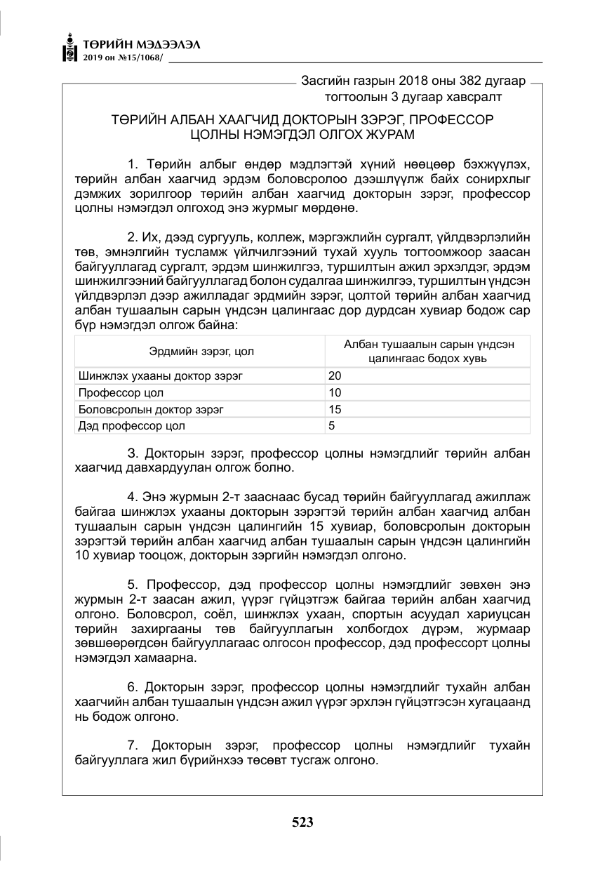 «Төрийн мэдээлэл» № 15, файлын 20-р хуудас