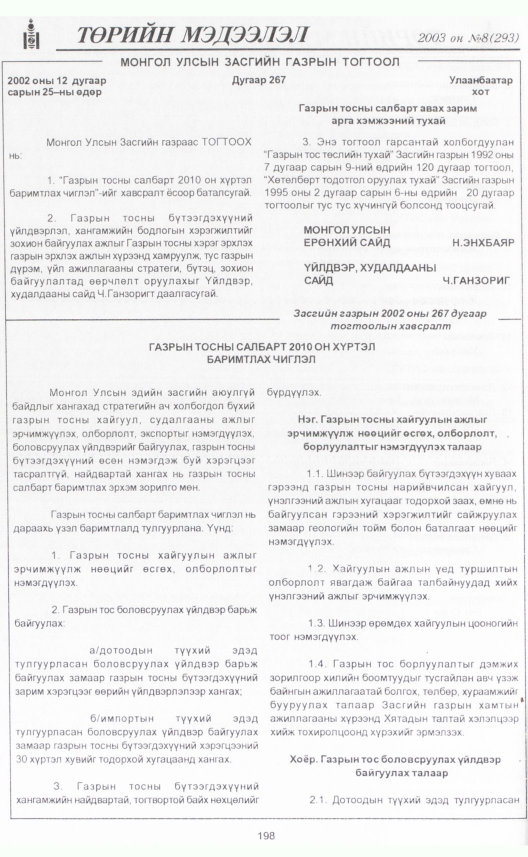 «Төрийн мэдээлэл» № 5, файлын 223-р хуудас
