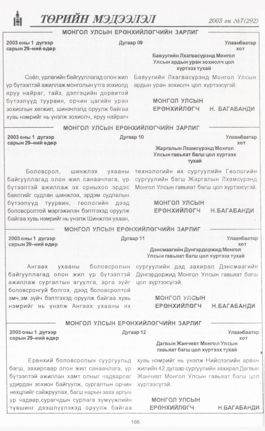 «Төрийн мэдээлэл» № 6, файлын 191-р хуудас