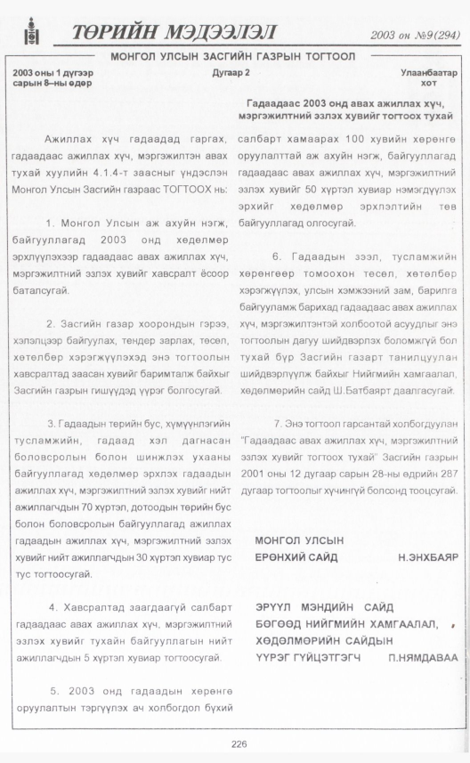 «Төрийн мэдээлэл» № 9, файлын 251-р хуудас