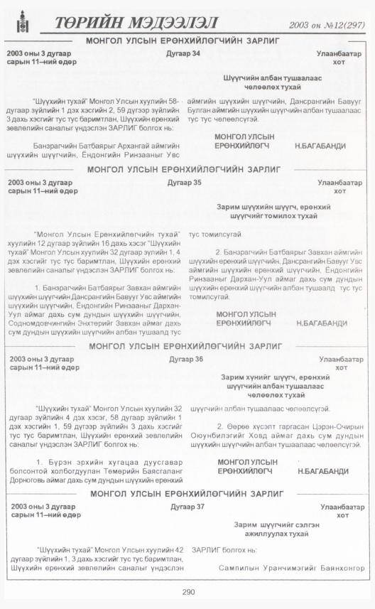 «Төрийн мэдээлэл» № 10, файлын 325-р хуудас