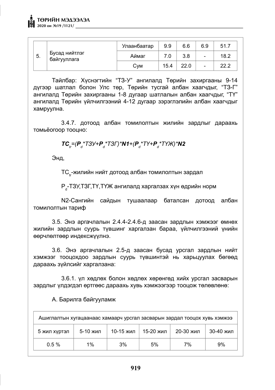 «Төрийн мэдээлэл» № 19, файлын 20-р хуудас