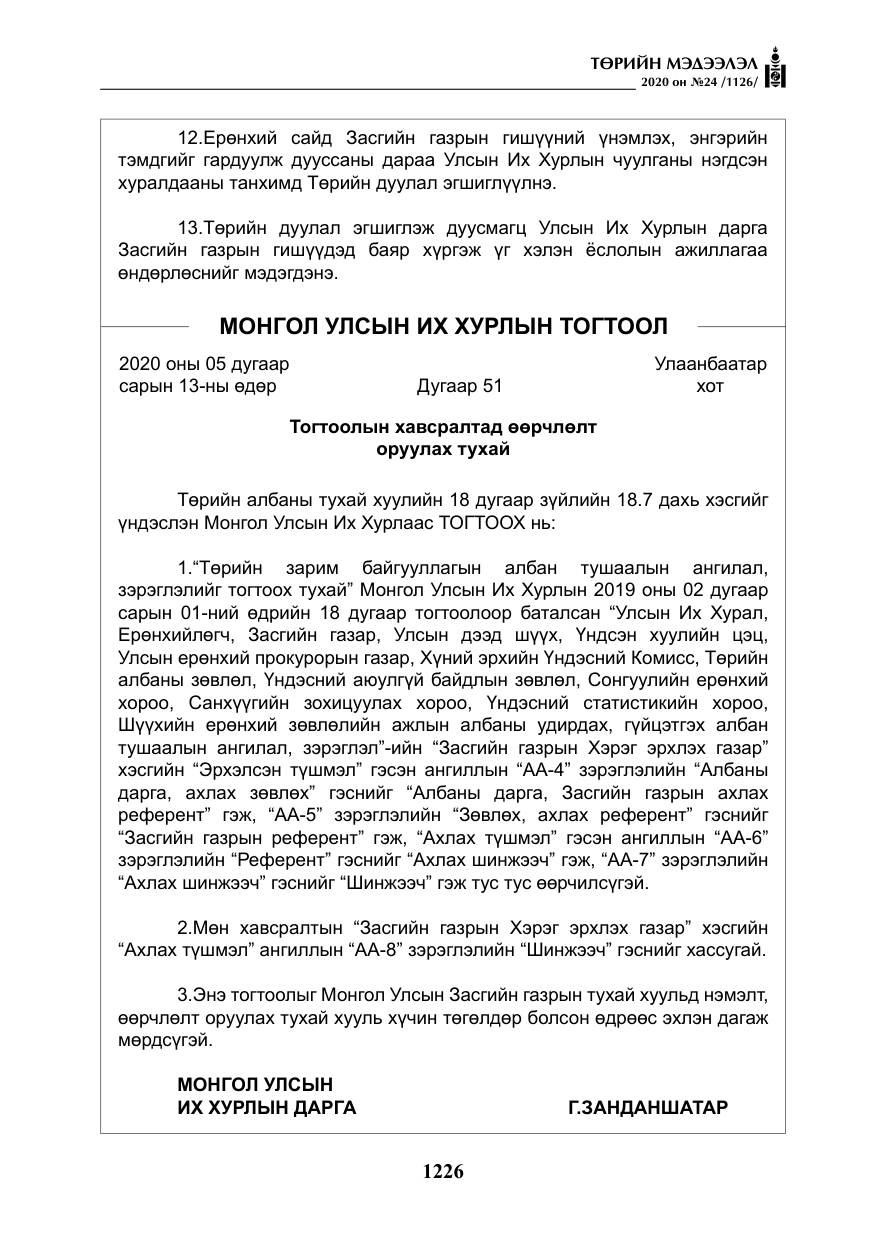 «Төрийн мэдээлэл» № 24, файлын 11-р хуудас