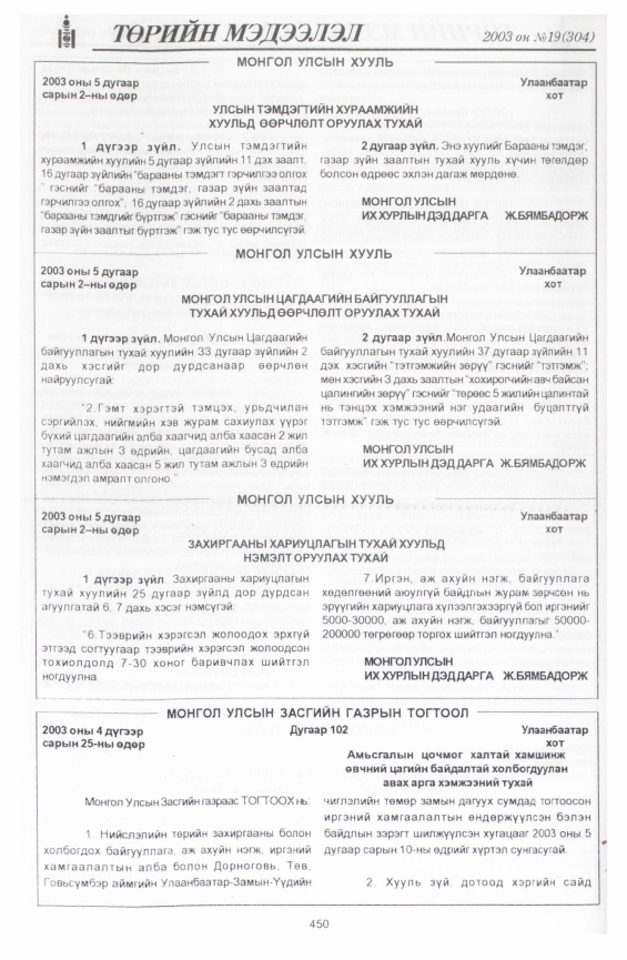 «Төрийн мэдээлэл» № 15, файлын 160-р хуудас