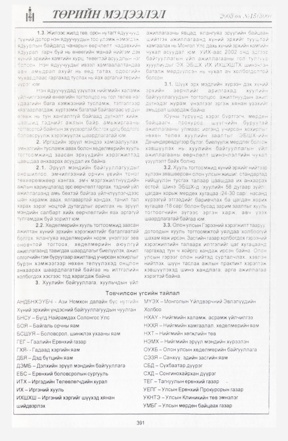«Төрийн мэдээлэл» № 15, файлын 85-р хуудас