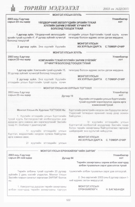 «Төрийн мэдээлэл» № 18, файлын 244-р хуудас