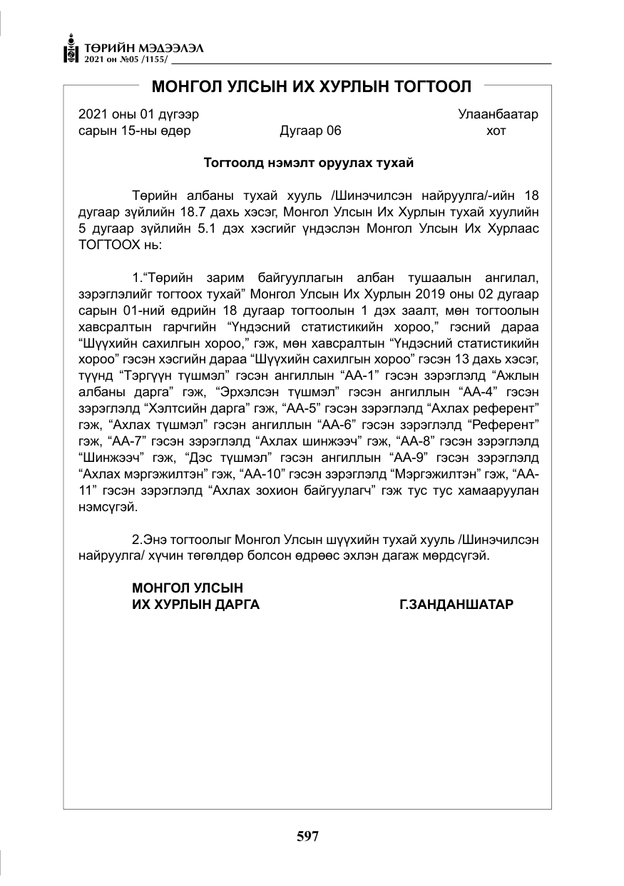 «Төрийн мэдээлэл» № 5, файлын 310-р хуудас