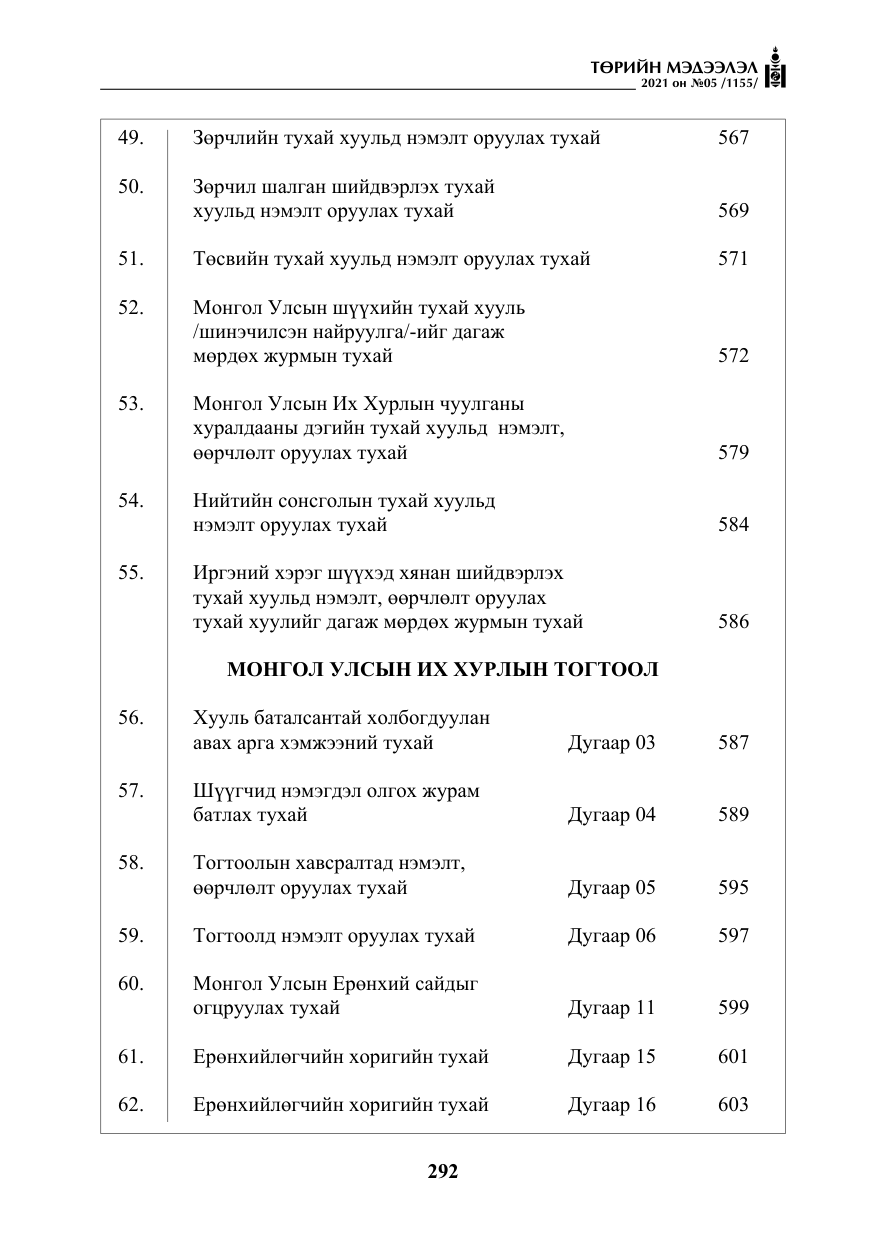 «Төрийн мэдээлэл» № 5, файлын 5-р хуудас