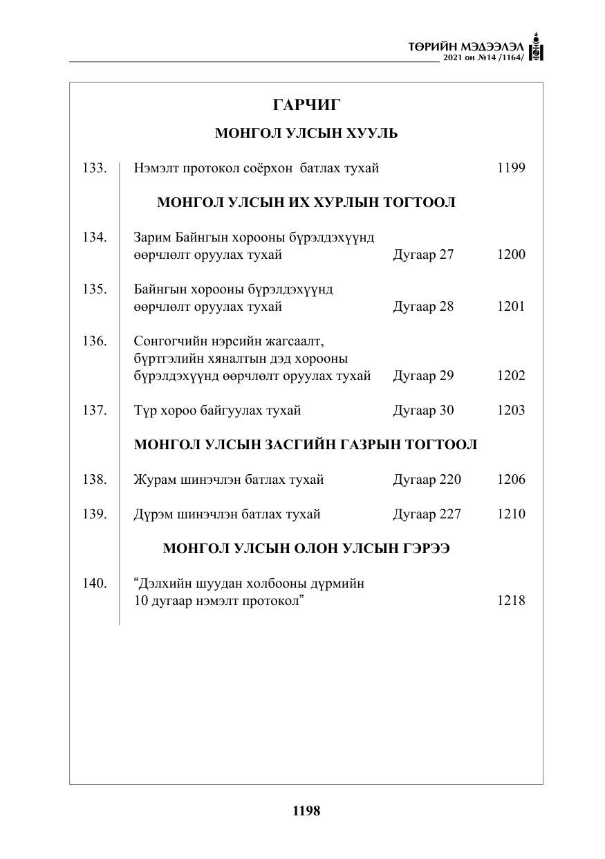 «Төрийн мэдээлэл» № 14, файлын 3-р хуудас