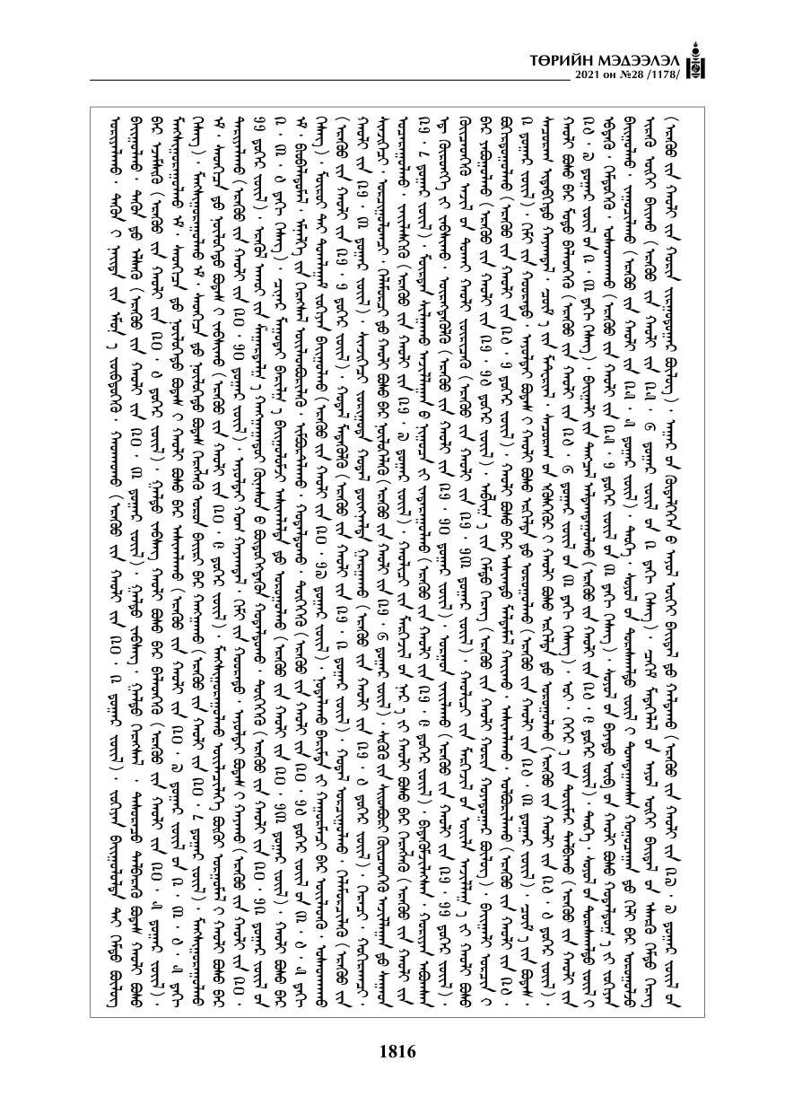 «Төрийн мэдээлэл» № 28, 1816-р хуудасны скан