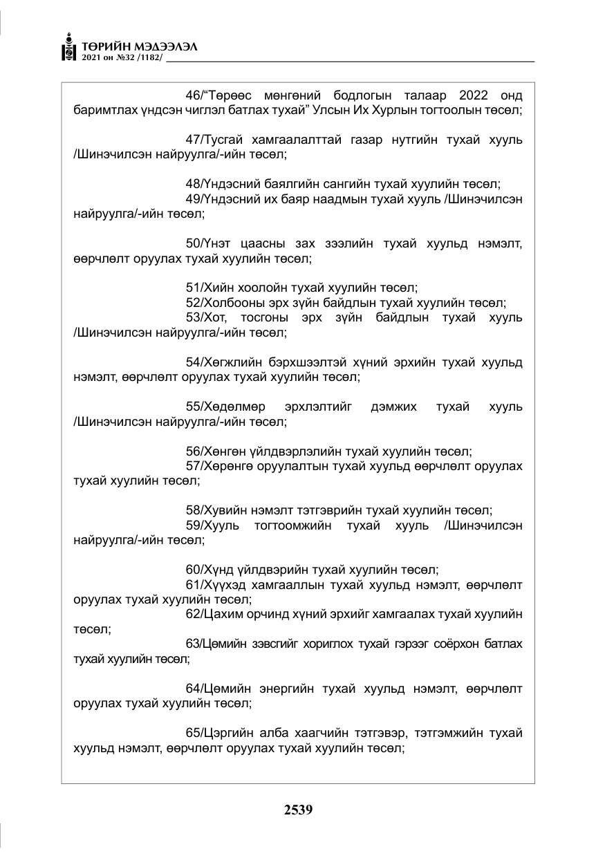 «Төрийн мэдээлэл» № 32, файлын 100-р хуудас