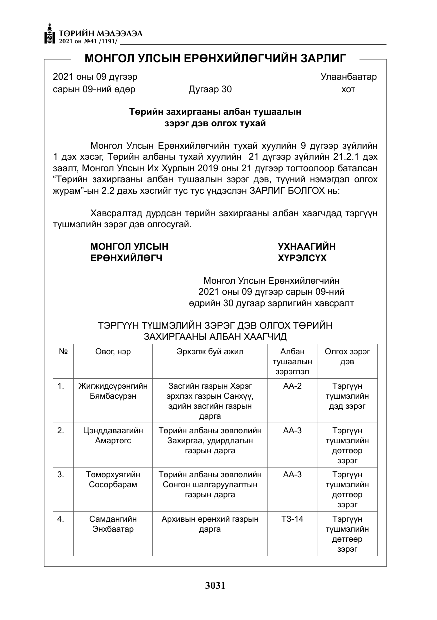 «Төрийн мэдээлэл» № 41, файлын 8-р хуудас
