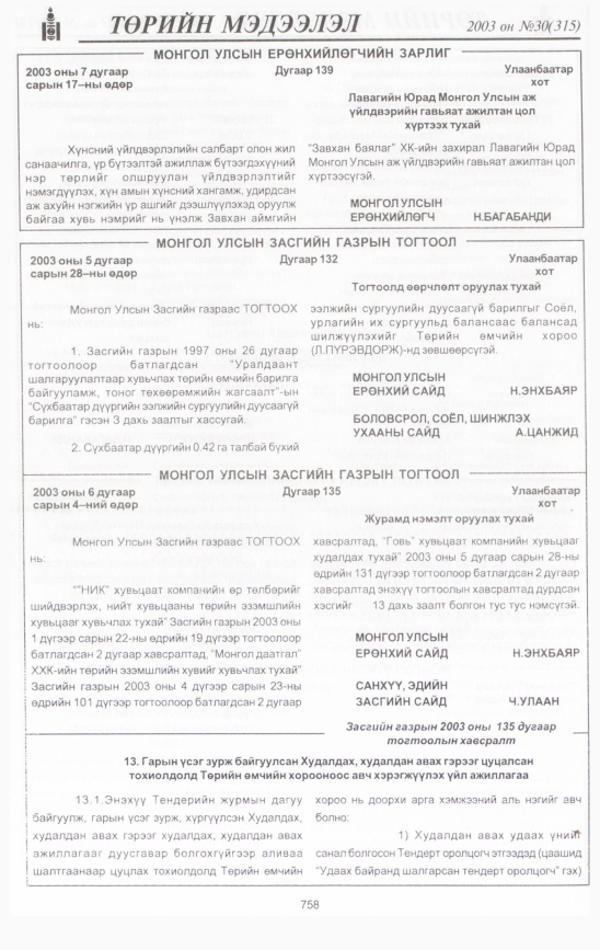 «Төрийн мэдээлэл» № 29, файлын 161-р хуудас