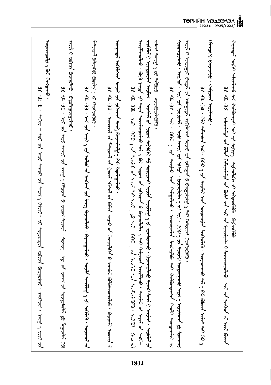 «Төрийн мэдээлэл» № 25, 1804-р хуудасны скан