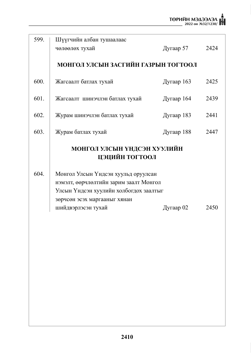 «Төрийн мэдээлэл» № 32, файлын 3-р хуудас