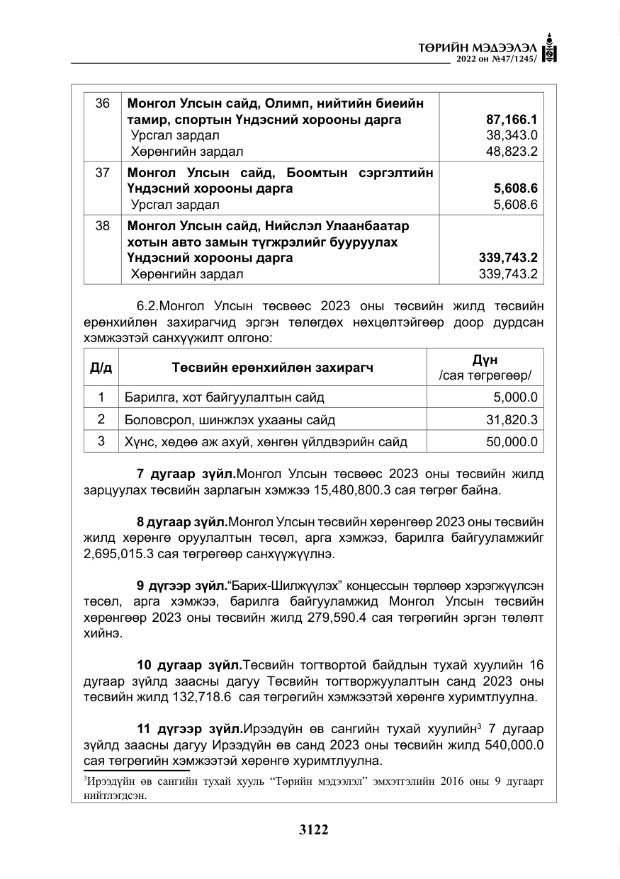 «Төрийн мэдээлэл» № 47, файлын 23-р хуудас