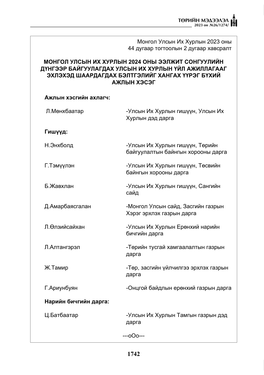 «Төрийн мэдээлэл» № 26, файлын 15-р хуудас
