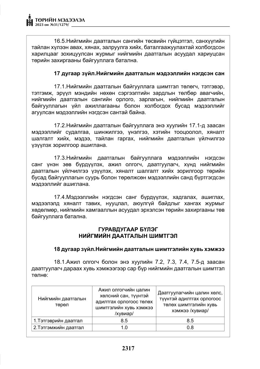 «Төрийн мэдээлэл» № 31, файлын 22-р хуудас