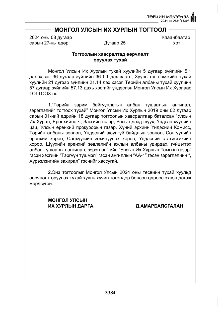 «Төрийн мэдээлэл» № 34, файлын 141-р хуудас