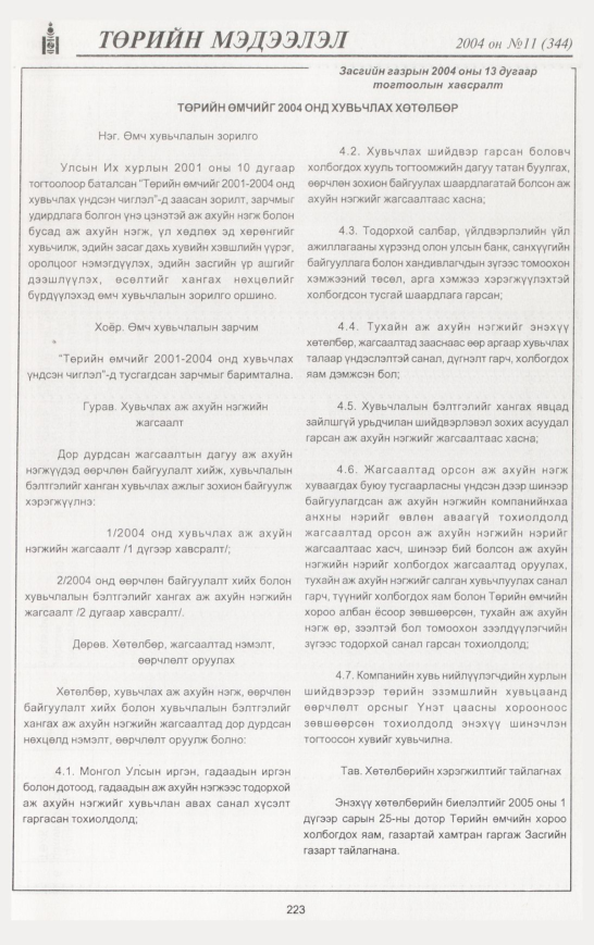 «Төрийн мэдээлэл» № 8, файлын 266-р хуудас