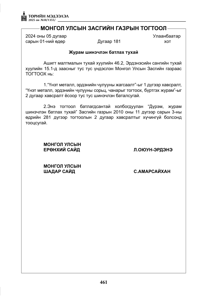 «Төрийн мэдээлэл» № 10, файлын 62-р хуудас