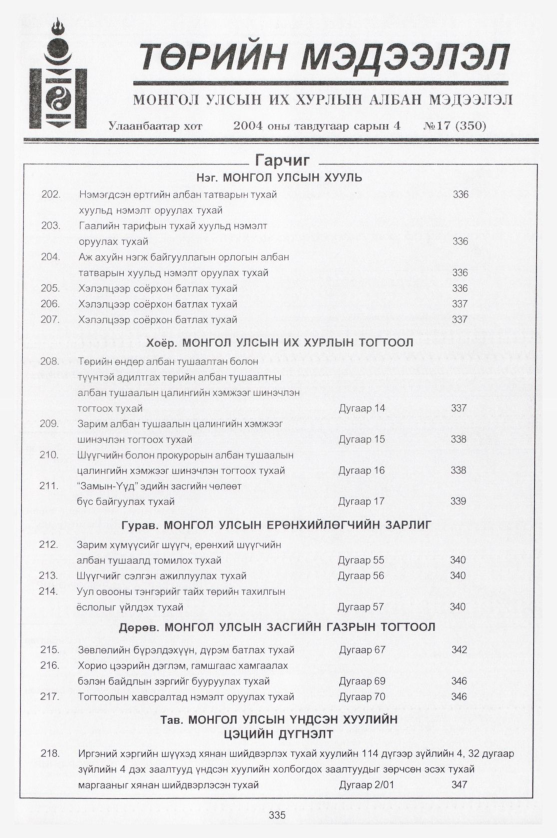 «Төрийн мэдээлэл» № 18, файлын 102-р хуудас