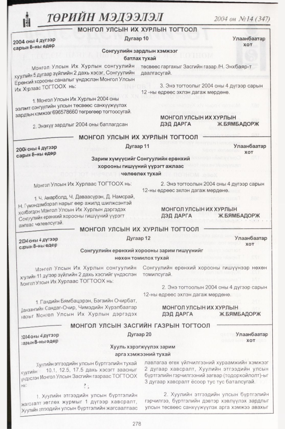 «Төрийн мэдээлэл» № 18, файлын 33-р хуудас