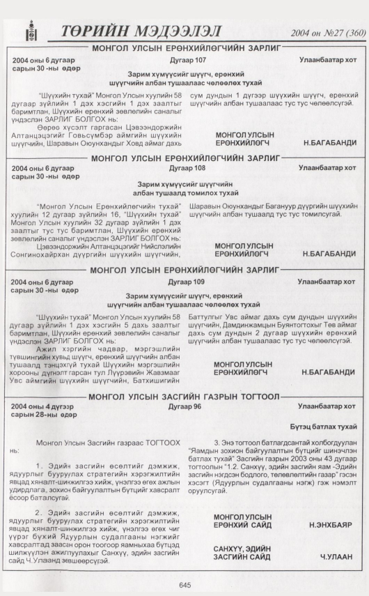 «Төрийн мэдээлэл» № 28, файлын 44-р хуудас