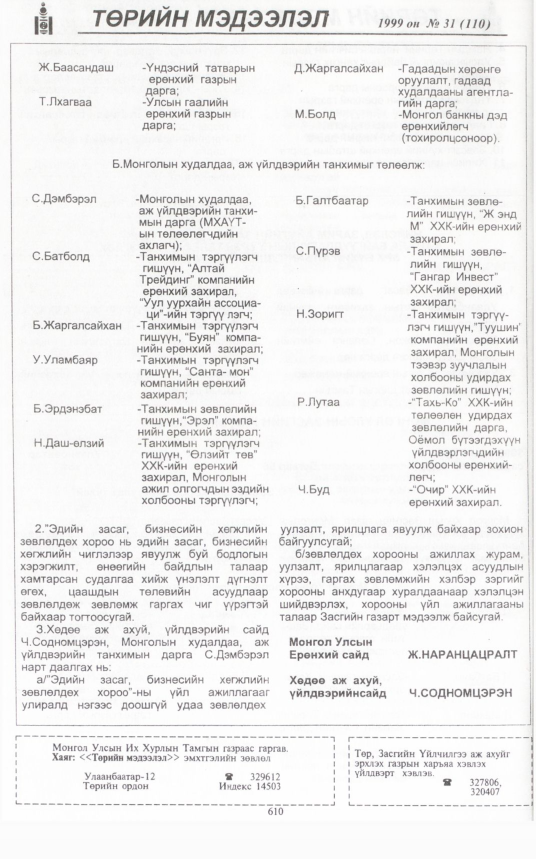 «Төрийн мэдээлэл» № 33, файлын 61-р хуудас