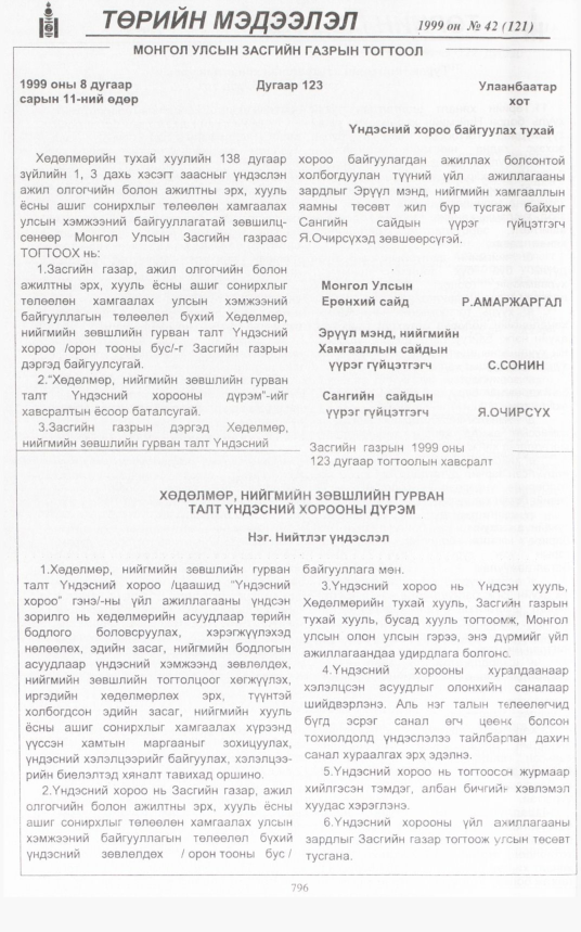 «Төрийн мэдээлэл» № 42, 796-р хуудасны скан