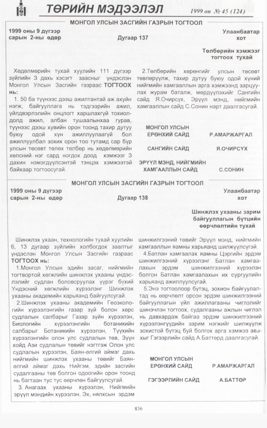 «Төрийн мэдээлэл» № 46, файлын 281-р хуудас
