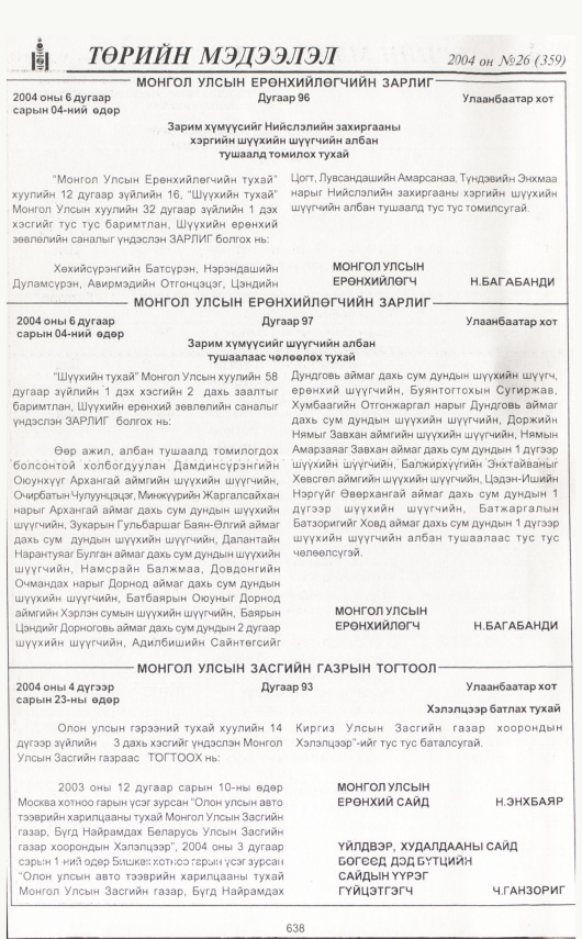 «Төрийн мэдээлэл» № 42, файлын 33-р хуудас