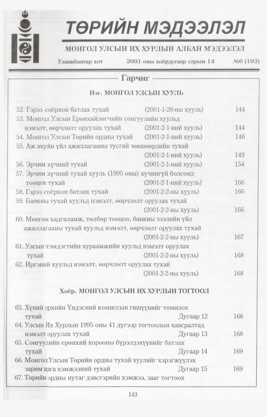 «Төрийн мэдээлэл» № 5, файлын 156-р хуудас