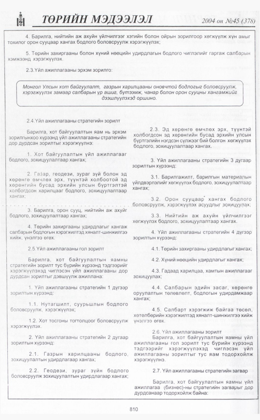 «Төрийн мэдээлэл» № 45, 810-р хуудасны скан