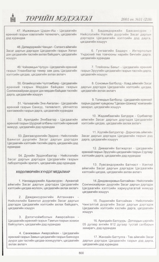 «Төрийн мэдээлэл» № 30, файлын 123-р хуудас