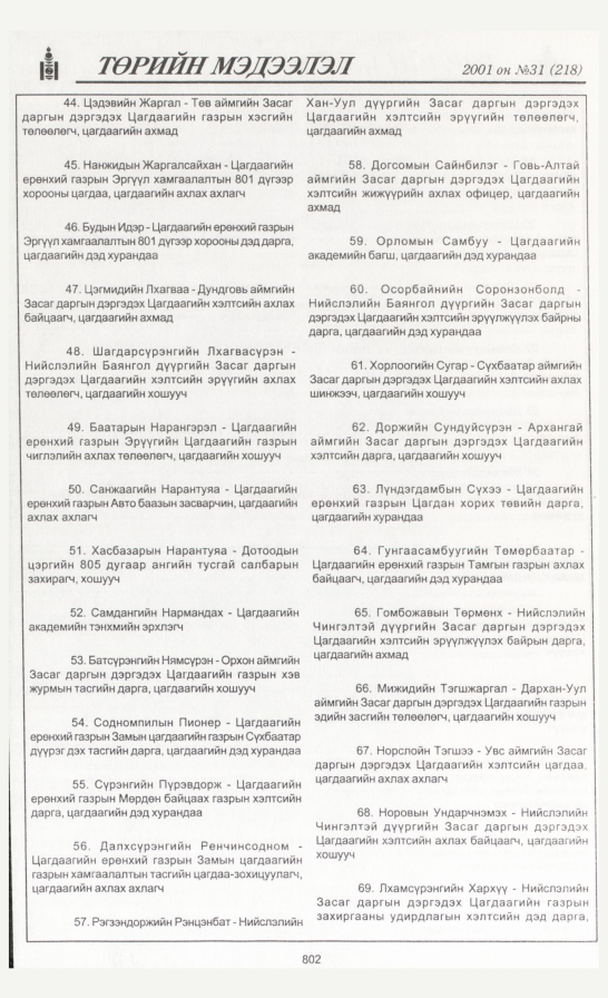 «Төрийн мэдээлэл» № 32, файлын 125-р хуудас
