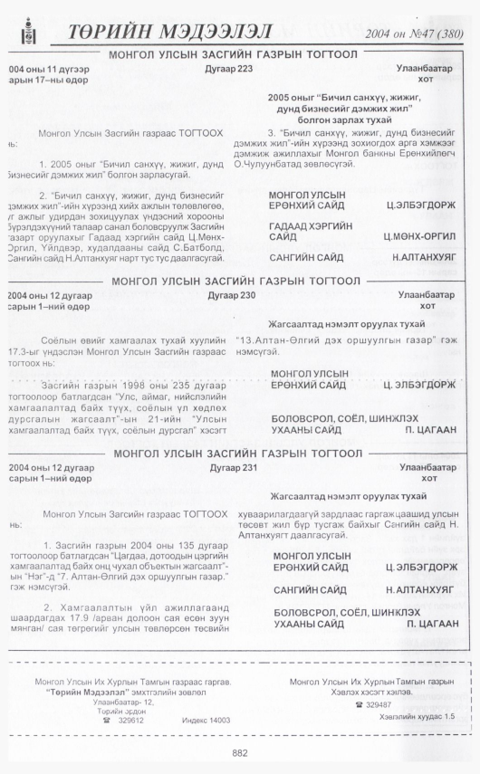 «Төрийн мэдээлэл» № 48, файлын 361-р хуудас