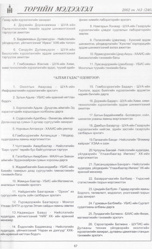 «Төрийн мэдээлэл» № 1, файлын 74-р хуудас