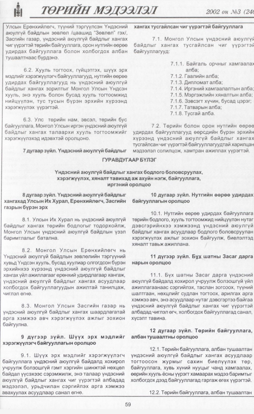 «Төрийн мэдээлэл» № 4, файлын 66-р хуудас