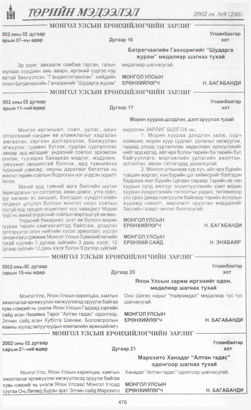 «Төрийн мэдээлэл» № 9, 476-р хуудасны скан