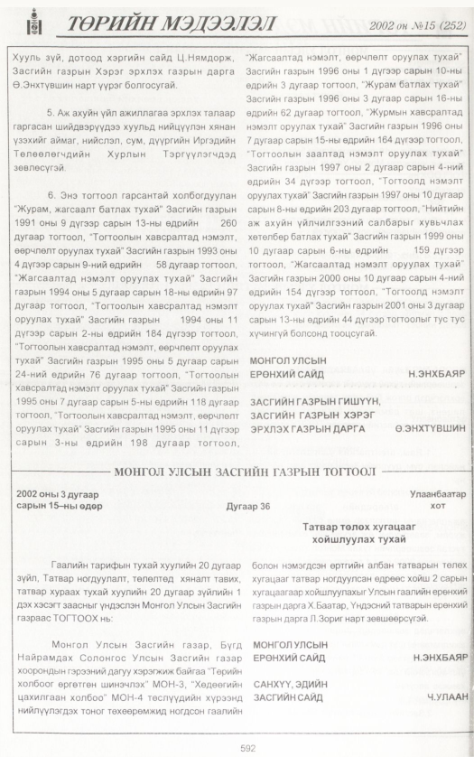 «Төрийн мэдээлэл» № 11, файлын 119-р хуудас