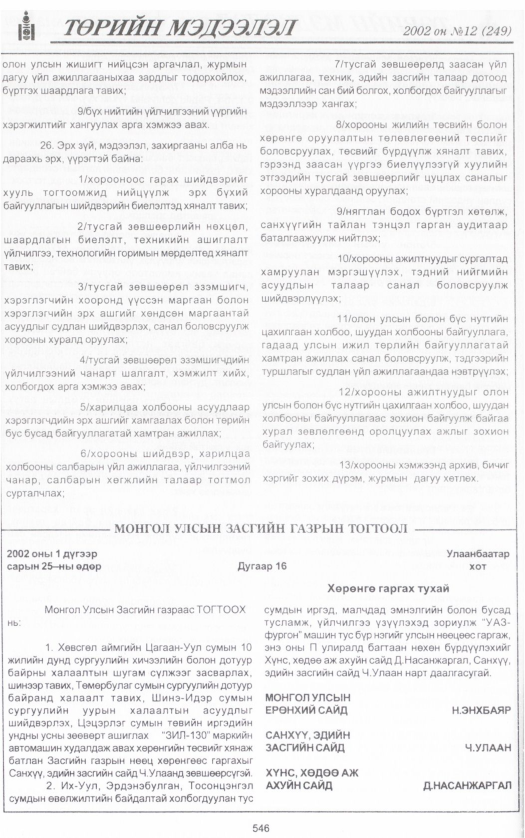 «Төрийн мэдээлэл» № 11, файлын 61-р хуудас