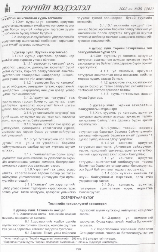 «Төрийн мэдээлэл» № 25, 796-р хуудасны скан